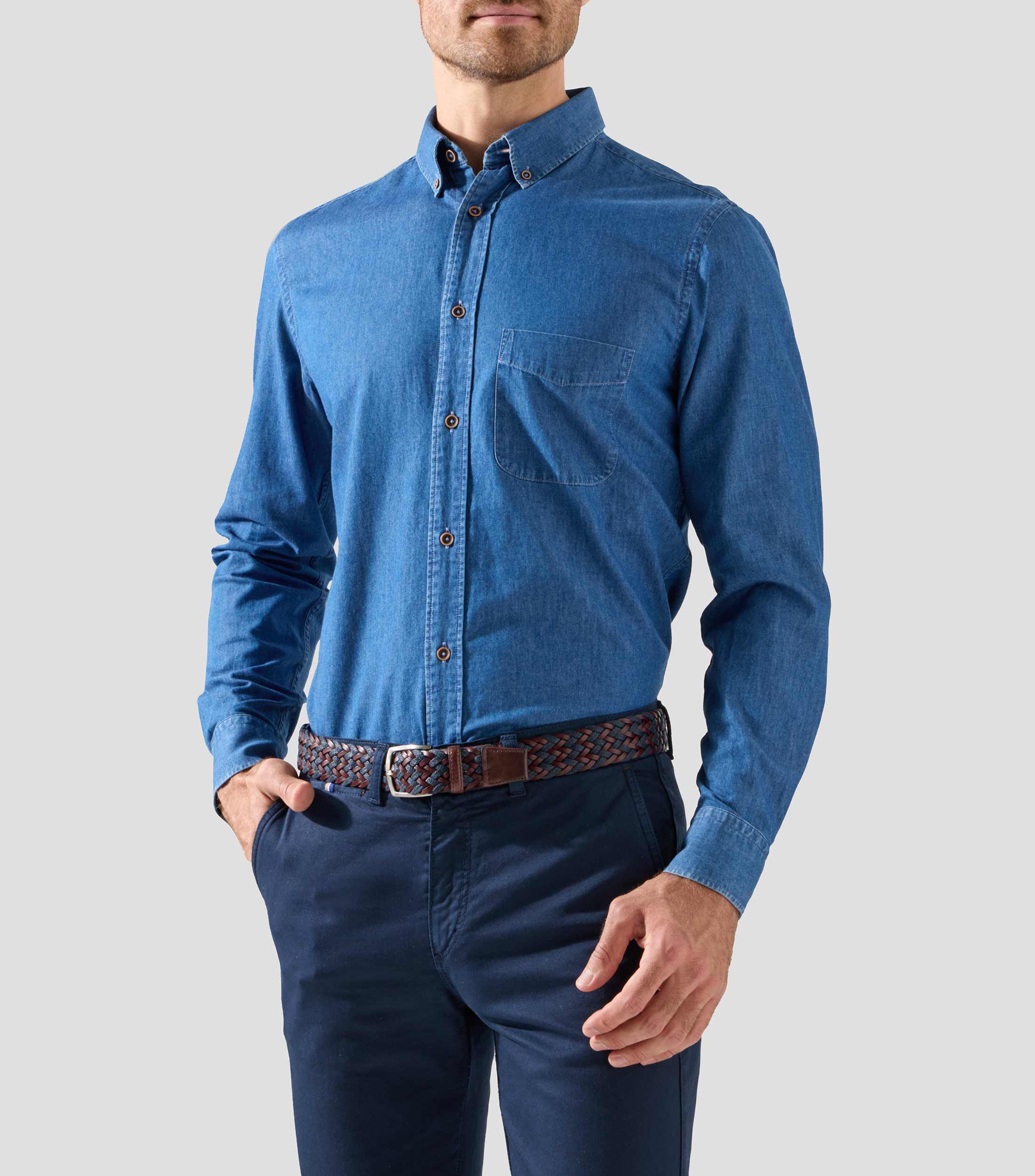 Camisa de mezclilla con manga larga Hombre